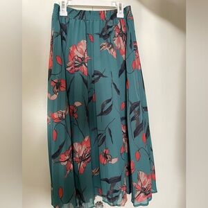 A New Day Floral Pleated MIDI Skirt Sz Small